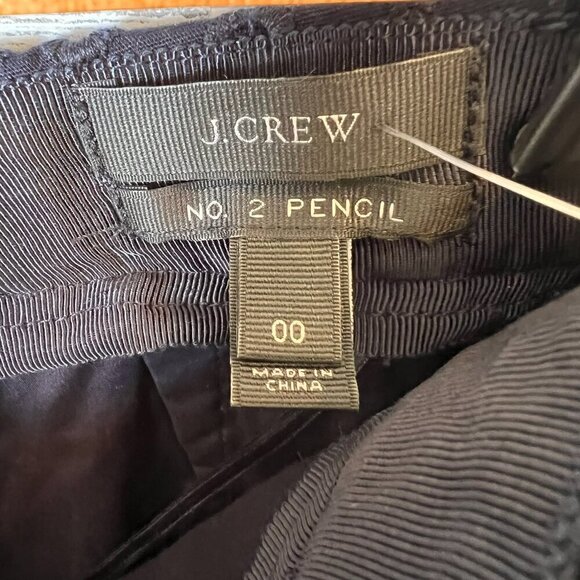 J Crew Skirt Womens SZ 00 Navy Blue No. 2 Pencil Mini Eyelet Lined Cotton Floral - Picture 2 of 16